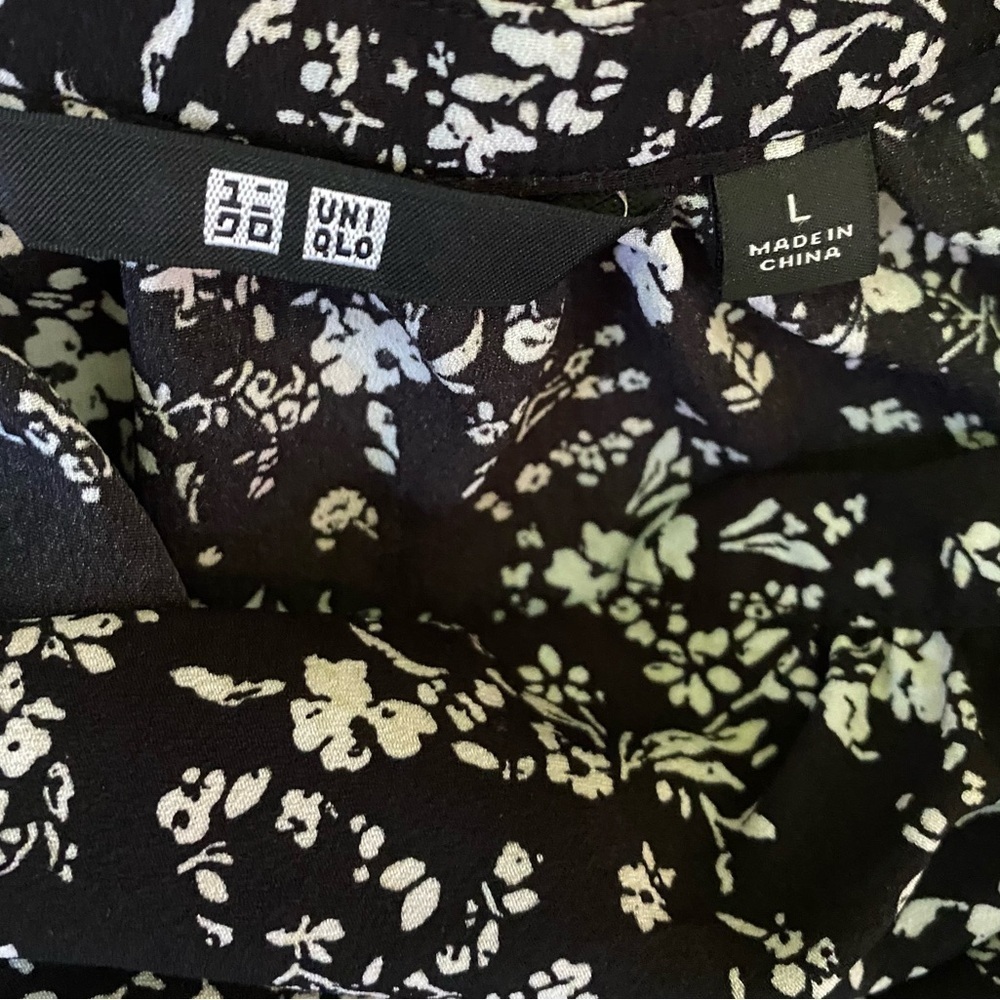Uniqlo Floral Sleeveless Casual Black and White Dress Sz Large - Picture 6 of 7